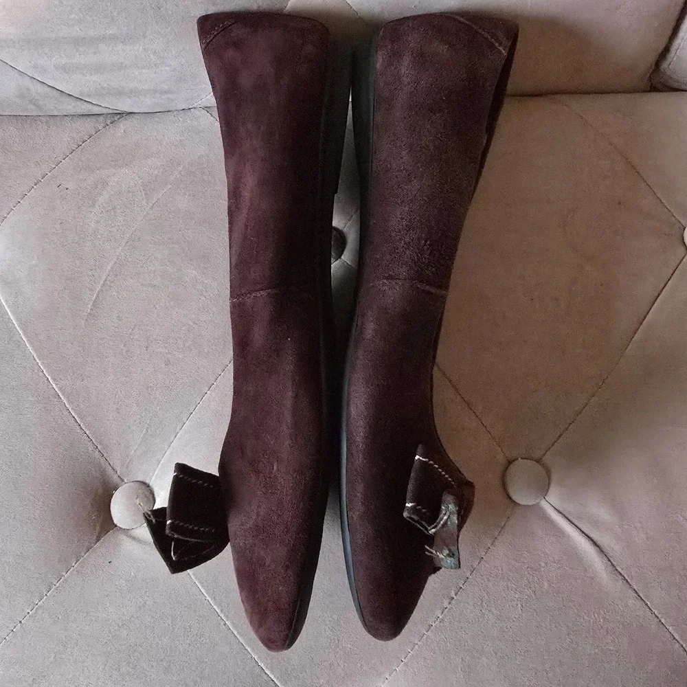 Clarks Shoes Womens 9.5‎ M Maroon Leather Bendables Flats Slip On Ribbon.